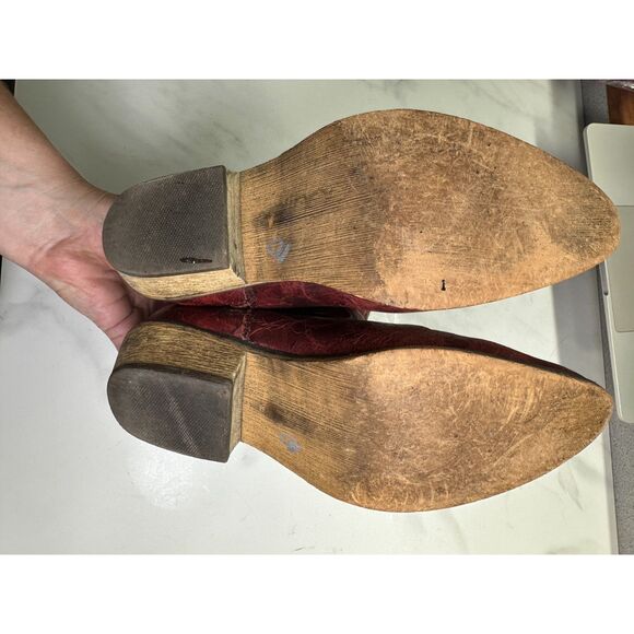 Dingo Adobe Rose Distressed Red Leather Short Western Cowboy Boots, Size 7 - Picture 13 of 14